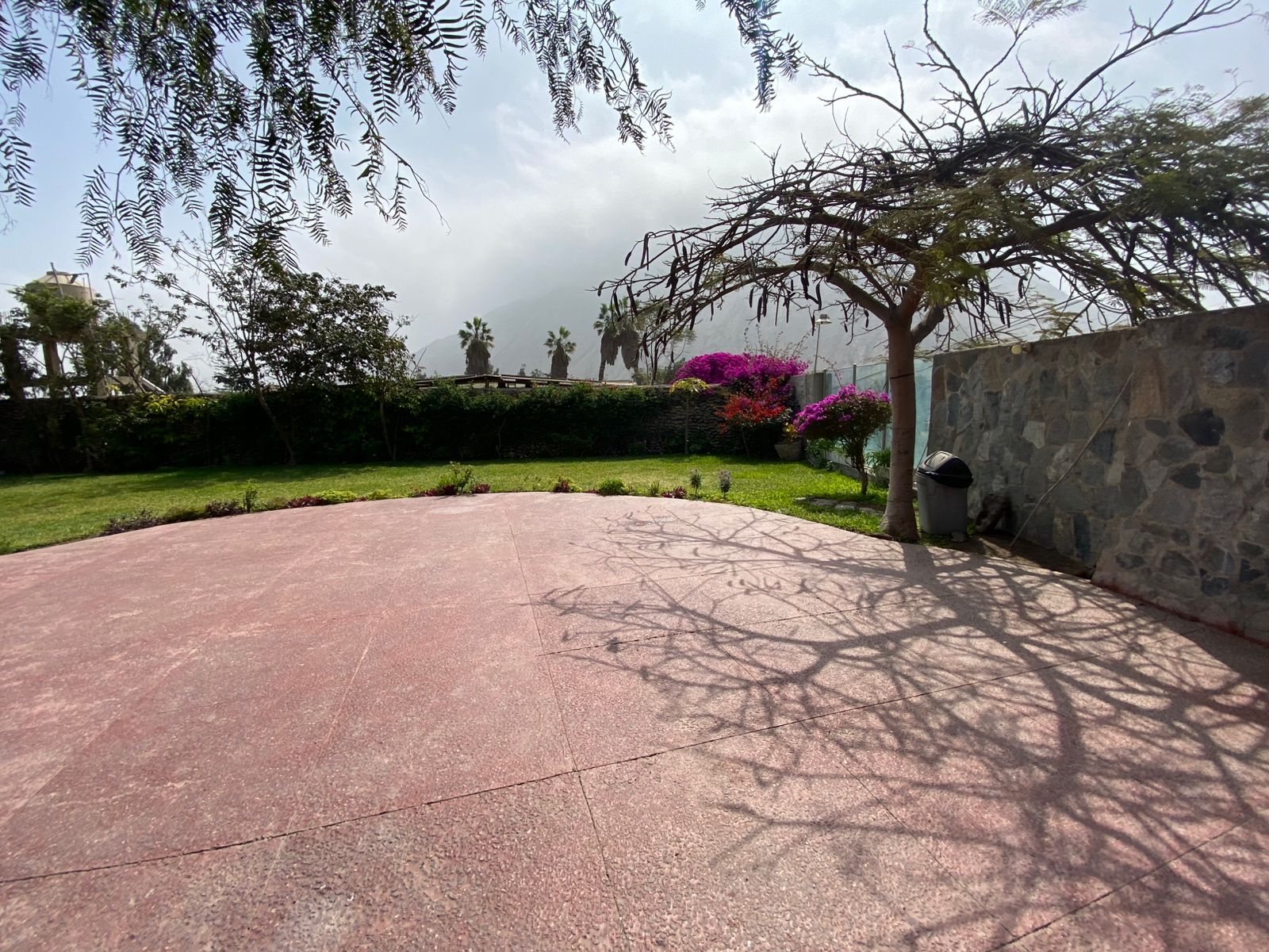 Piscina rodeada de flores
